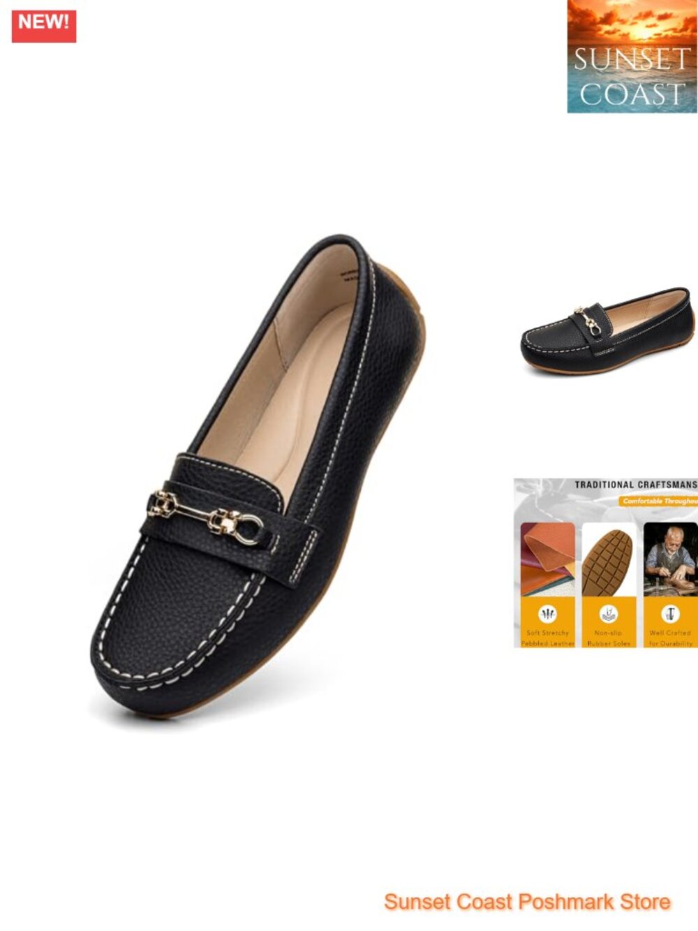 Women's Comfort Leather Loafers Slip On Business Casual Driving Mocc